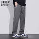 JEEP SPIRIT Jeep pure cotton casual pants men's autumn and winter loose straight pants men's workwear wide-leg pants gray XL