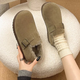 Woodpecker Retro Velvet Birkenstock Shoes for Women 2025 Winter New Slip-on Snow Boots Thickened Warm Soft Sole Anti-Slip Cotton Shoes Khaki 38 (240mm) If your feet are wide and fat, it is recommended to take a larger size