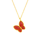 Mingzuan International 18K gold red agate butterfly pendant female au750 red agate material butterfly neckband birthday gift for girlfriend