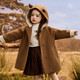ASK JUNIOR three-dimensional deer children's coat 25 winter children's hooded windproof girls double-sided woolen coat