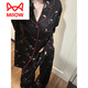 猫人（MiiOW）2025年夏季新款凯蒂猫睡衣女士长袖长裤开衫家居服两件套装新 834-3#双长黑色KT猫 XL