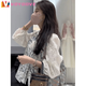 VOYDOVE New Chinese Top Women's Shirt 2025 New Style Light Luxury Spring and Autumn National Style Embroidery Design Shirt Off-White Shirt z M (100-115Jin Jin is equal to 0.5 kg)