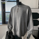 Homlean old money Henry collar knitted sweater men's advanced lazy style casual all-match top autumn HC19 dark gray 4XL