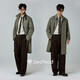 Marine Highway Stone Texture Windbreaker Men's 2025 Autumn Mid-Length Relaxed Casual Commuting Silhouette Jacket Khaki M