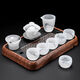 Jian Yang Bingzhong Glaze Tea Set Home High-end White Jade Kung Fu Covered Bowl Tea Cup Heat-Resistant Anti-scalding Chinese Office Tea Set 10 Pieces/Tea Strainer Set/Tea Tray