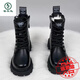 Woodpecker thick-soled Martin boots genuine leather wool boots women's fur integrated new thickened 2025 winter short boots snow boots black thickened cotton imported wool 37