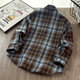 Boys' spring shirts 2026 new style children's handsome autumn versatile plaid long-sleeved shirts and jackets for middle-aged and older children trendy picture color plus velvet high quality heavyweight 130