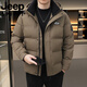 JEEP International Brand Down Jacket Men's Thickened Stand Collar Short Casual New Style 2025 Winter Warm Casual Sports Jacket 8019 White Zipper Pocket Knitted Collar Neck Not Cold L Recommended 95-120 Jin Jin equals 0.5 kg Normal size