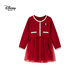 Disney red dress for children, autumn and winter new year clothes, New Year's princess dress, French style small fragrance splicing mesh skirt