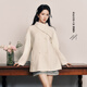 Xiangying Xiaoxiangfeng gray knitted suit skirt for women 2025 winter new style including wool cardigan miu series two-piece set light gray L