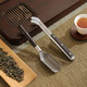 Bifa pure titanium tea clip tea spoon tea making tools tea set accessories high-end ebony tea cup tweezers cup washing holder tea set Ebony wood combined with pure titanium - curved handle tea clip + bamboo handle tea spoon