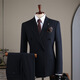 Xixi Shishi suit autumn and winter suit men's double-breasted striped suit men's suit casual groom black (suit + trousers) XL 52 (125-135Jin Jin equals 0.5 kg)