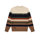 HAZZYS Men's Winter Crew Neck Sweater Knitted Contrast Striped Cable Wool Sweater Men ABYZD0CDD47 Cream CR L (175/96A 48)