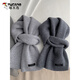Woodpecker (TUCANO) pure wool scarf for men and women, selected Australian wool solid color knitted warm couple scarf, gray scarf, winter, dark gray, black label pure wool