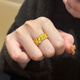 Qingyi gold magpie climbing ring for women, new style, 999 solid gold inlaid retro closed ring, birthday gift for girlfriend, 13 circle size, gold about 2.4g-2.5g
