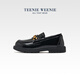 Teenie Weenie Bear Children's Shoes Children's Leather Shoes Girls' Loafers Shallow Mouth Slip-on Shoes British Style Black Princess Shoes TW5801017 Black Style 35
