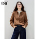 Osha retro brushed shirt 2025 winter new women's lapel age-reducing embroidered top