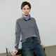 
Chuyu Sweater Women's 2025 Autumn New Contrast Color Spliced ​​Fake Two-Piece Australian Silk Cotton Wire Knit Top Gray M
