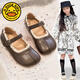 G.duck Girls' Small Leather Shoes 2025 Spring and Autumn New Children's Shoes Soft Sole Princess Shoes Spring Autumn and Summer Baby Girl Soft Sole Shoes Dark Brown 23 The inner length of the shoe is about 13.5cm