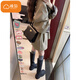 Cotton Korean style windbreaker jacket for women British style autumn and winter new fashion high-end stand-up collar short popular coat 125 khaki high quality L 110-120Jin Jin is equal to 0.5 kg