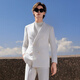 Guillaume de Mons haute couture craftsmanship including cashmere wool suit suit for men white suit for groom and wedding dress for man Han jade white top + trousers 52