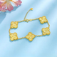Zhouke 999 yellow gold crushed ice four-leaf clover five-flower bracelet that does not fade, is versatile, light, luxurious and high-end