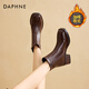 Daphne short boots for women new autumn and winter French high-heeled slim boots with temperament and versatile Martin boots for women brown plus velvet 37
