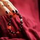 Italy Xidiman Collection Blood Amber Bracelet for Women with Original Mineral Turquoise Pattern Beads Southern Red Spacer Beads Single Circle 10mm
