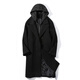 Mufan cotton autumn and winter thickened warm fake two-piece woolen coat men's casual large size loose long knee-length hooded windbreaker jacket black hat thickened XL suitable for 150 to 170 Jin Jin equals 0.5 kg