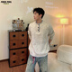 Foss Phil sweater men's autumn and winter American pullover sweater Henry collar lazy bottoming shirt men MZ0057 apricot L