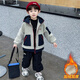Boys' autumn and winter woolen sweaters, velvet thickened jackets, children's style jackets, 2025 new Austrian velvet tops, navy blue 120