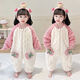 Girls sleeping bag one-piece coral winter thickened double layer baby autumn and winter children's flannel winter pajamas strawberry pink 90