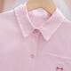 Girls pink shirt spring and autumn middle and large children pure cotton long-sleeved shirt children autumn thin coat girl plaid top pink Pocket Bear 120