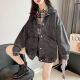 Zhang Fanyu Chun Denim Jacket Femenina Corea Corea Loose Spring Spring Ropa de mezclilla Femenina Estilo de verano 9926# estilo de imagen Black S Recomendado 80--100Jin [Jin equivale a 0.5 kg]