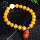 Manla Jade Pei Natural Beeswax Bracelet Women's Bracelet Amber DIY Nanhong Pixiu Chicken Oil Yellow Full Honey Bracelet 8MM Good Luck and Prosperity - Beads About 8MM