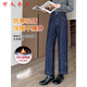 RLAS small wide-legged denim down pants for women winter outer wear 2025 new minus 40 degree cold protection and warm thick cotton pants denim blue down S 80-95Jin Jin equals 0.5 kg