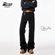Popeye advanced American slim scimitar jeans for men in autumn and winter slightly flared straight pants DK84 black XL