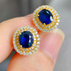 HEEKAIYI Sapphire Stud Earrings for Women Royal Blue 18k Gold Diamond Earrings Chinese Valentine's Day Birthday Gift for Wife and Girlfriend Selected 2.22 Carat/Royal Blue