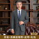 ROMON Suit Suit Men's Dad Wedding Dress Middle-aged Father's Business Formal Wear Men's Middle-aged Casual Suit 561# Medium Gray Stripe Two-Buckle Style M 170