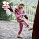 Fuluo Mi Girls Suit Winter Casual Color Block Top and Velvet Sweatpants Two-piece Set Children's Versatile Winter Clothes Pink 130