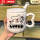 Ye Yu's cute fufu line puppy mug, high-looking ceramic couple water cup, birthday gift for girls, white twist-happy puppy, white hand gift