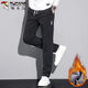 Woodpecker (TUCANO) pants men's autumn and winter straight casual pants men's loose sports trend versatile trousers black plus velvet 32