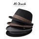 Mr DUCK winter woolen woolen hat middle-aged and elderly dad and grandpa retro jazz hat thickened and warm high-end British gentleman hat striped dark gray (handmade hat)-MW16092 M (suitable for 56-58cm head circumference)