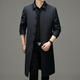 NOSSKISS international brand middle-aged windbreaker men's autumn and winter long knee-length single-breasted coat business casual solid color coat navy one size 185/XXL suitable for 155-170Jin Jin equals 0.5 kg