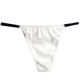 Silk low-waist men's underwear, personalized and trendy thong, mulberry silk stretch sexy double T-pants with U convex bag, white L