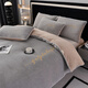 VJEA winter milk velvet four-piece set thickened warm double-sided velvet bed sheet quilt cover anti-static baby velvet high weight elegant - gentleman gray four-piece set 1.8m bed sheet style - quilt cover 200*230cm