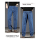 Jiujiu Wang Jiu Mu Wang dark blue jeans men's spring and autumn loose straight middle-aged dad Xintang high-end autumn and winter break dark blue pure cotton L (170) waist 2 feet 3
