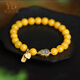 Italian collection of Russian materials, chicken fat yellow beeswax bracelet, female Hetian jade gourd DIY accessories bracelet, birth year gift, collection grade beeswax bracelet 8mm