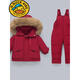 G.duck children's down jacket set, boys overalls, stylish 1-3 year old infants and young children winter clothing, baby girl two-piece set to keep warm, haze blue, brown raccoon fur 80 cm recommended height (75-b