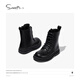 Snafy children's Martin boots girls' short boots plus velvet soft sole cotton boots Sumatra black 32